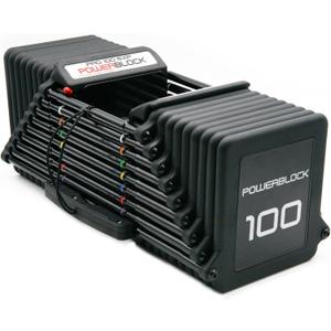PowerBlock Pro 100 Adjustable Dumbbell, Sold As A Single Unit 5-100 lb Dumbbell  Durable Steel Build, Innovative Workout Equipment, Strength Training