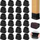 Small Rectangle Silicone Chair Leg Caps with Felt Pads, 24PCS Rectangular Chair Leg Floor Protectors for Hardwood Floors, Chair Leg Covers to Protect Floors(Black,Fit Length 0.9"-1.3" Width 0.6"-0.9")