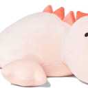 KOWSI 1.4 LB Weighted Stuffed Pink Stegosaurus Animals - 16 Inch Squished Long Dinosaur Jumbo Pillow - Soft Pink Dino Stuffed Animal Toy - Lumbar Back Cushion Soothing for Kids Adults (Stegosaurus) (Coral Peach Spike Dino)