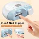 Electric Nail Clipper for Seniors, 3 Speeds Automatic Toe nail Clippers, Electric Nail Trimmer with Polisher, LED Light and Scraps Storage, Rechargeable Nail Grinders for Thin & Thick Toenails (White)