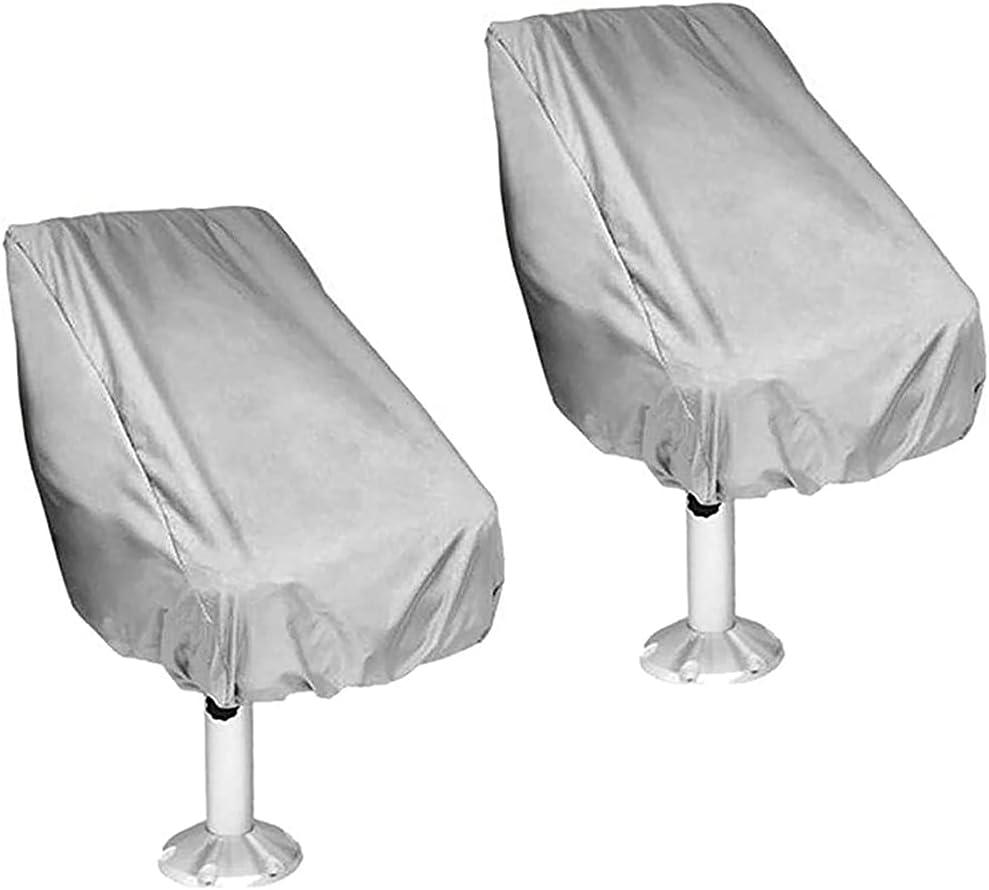 Boat Seat Cover 420D Oxford Marine Main Engine Speedboat Seat Dust Cover Protection Pontoon Boat Center Console Covers for Fishing Captain Chair Seats (22x24x25in/ 566164cm, 2pcs-Grey)