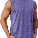 TACVASEN Men's Sleeveless Tee Shirt Quick Dry Workout Gym Tank Tops Summer Cooling Bodybuilding Muscle Shirts (Purple, XL)