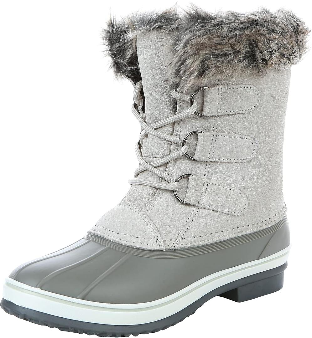 Northside Womens Katie Winter Snow Boots - Seam Sealed Waterproof Synthetic Rubber Shell Removable Cushioned EVA Insole (8, Cool Gray)