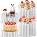 4Pcs Buffet Risers, Food Risers for Buffet Table, Foldable Food Display Riser, White Cardboard Cylinder Cake Cupcake Stands for Show Catering Desserts, Foods, Jewelry