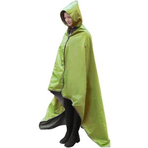 DUKUSEEK Waterproof Blanket Outdoor, Hooded Blanket Poncho - Large (79x56), Portable, Windproof Fleece Blankets for Cold Weather Camping, Picnic, Sports, Boat, Dogs, Festivals, Car, Emergency (Army Green)