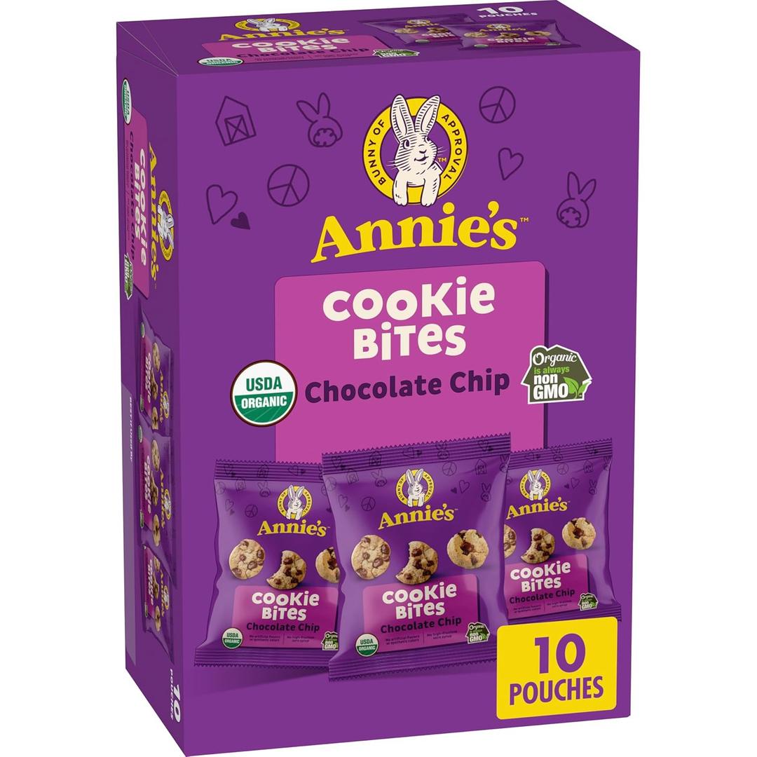 Annie's Organic Chocolate Chip Cookie Bites, 10 Pouches, 10.5 oz (EXP 09/30/25)