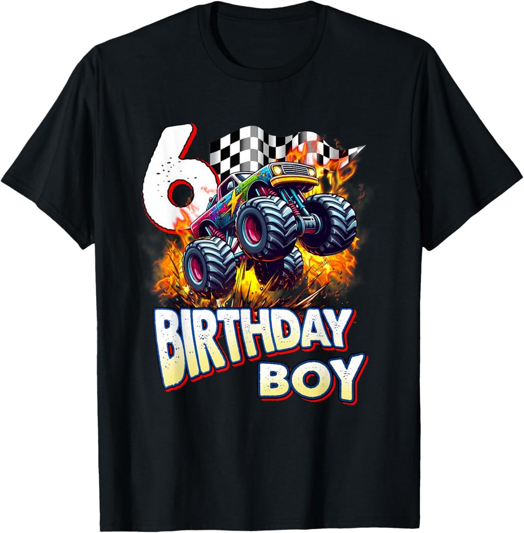 Birthday Monster Truck 6 Year Old Boys 6th Party Born 2019 T-Shirt,S