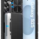 ATATOO for Samsung Galaxy S25 Case Wallet, Built-in Card Holder (3-5 Cards) [RFID Blocking] & Slide Camera Cover, Military Grade Protection, Rugged Silicone Phone Case for Galaxy S25 6.2" 2025, Black