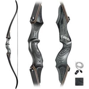 Obert Original Black Hunter Takedown Recurve Bow 60inch with Bamboo Core Limbs Archery Hunting Target Practice