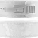 Lever Lifting Belt for Man and Women, Weightlifting with Adjustable Heavy Duty Buckle, Professional Weight Lifting Belt (L (34-40inches), White/Silver)