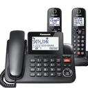 Panasonic Corded Phone/Cordless Phone with Answering Machine, Advanced Call Block and 2Way Recording, 2 Handsets Expandable up to 6 Cordless Handsets  KXTGF852B (Black)