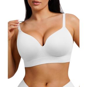 FeelinGirl Wireless Supportive Bra for Women, Seamless Comfort Bralettes No Underwire Full Coverage Everyday Bras (XL)