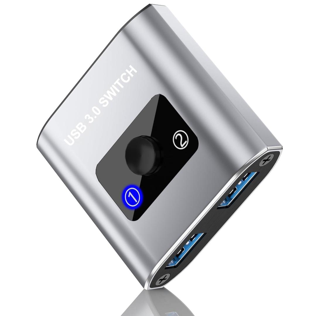 USB 3.0 Switch Selector. Bi-Directional 1 in 2 Out/ 2 in 1 Out, Share USB Devices Between 2 Computers for Printer, Keyboard, Scanner, Mouse. Compatible with Mac/Win/Linux