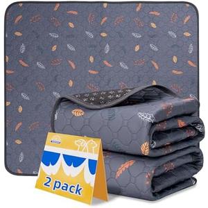 Sunheir Washable Pee Pads for Dogs - 2-Pack Thick Heavy Absorbency Reusable Pee Pads Prevent Leakage Non-Slip, Waterproof Pet Training Pads for Puppy Playpen, Crate, Whelping Box, Potty Training, Grey