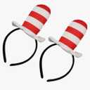 Red and White Hat Stovepipe Headbands,the Book Character Costumes Headband Halloween Cosplay Party Accessories