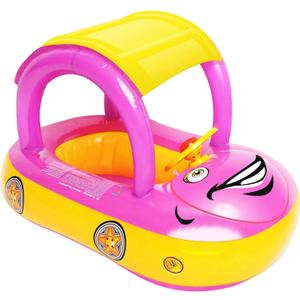 iGeeKid Inflatable Baby Pool Float with Canopy, Safty Seat for Infant Baby Swim Float Rings Car Shaped Swimming Pool Floaties for Baby Toddler Age of 6-36 Months (Pink) iGeeKid Inflatable Baby Pool Float with Canopy, Safty Seat for Infant Baby Swim Float Rings Car Shaped Swimming Pool Floaties for Baby Toddler Age of 6-36 Months (Pink)