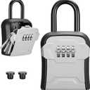 Puroma Lock Box, Key Lock Box Wall Mount & Portable Combination Lockbox with Resettable Code, Security Lockbox for Outside House Keys, Apartment Realtors Spare Keys Storage (1 Pack, Gray)