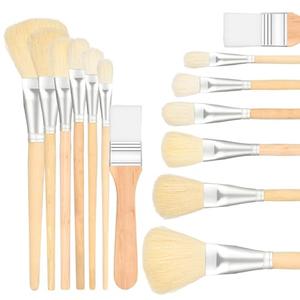 Grevosea Mop Brush for Acrylic Painting, 7 Pieces Versatile Blending Brush Paint Brushes for Acrylic Painting Goat Hair Paint Brush Set for Acrylic Watercolor Oil Painting Face Body Art