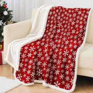 Bemaystar Christmas Sherpa Blanket - 50x60 Inch Christams Throws for Couch Sofa Bed,Christmas Decorations Gifts for Women, Kids,Adults