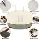 Fire Pit Cover,Outdoor Heavy Duty 600D 100% Waterproof Fire Pit Cover Round,Weatherproof Firepit Covers Round 40" Dia x 20" H,Beige
