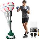 Punching Bag with Adjustable Height Stand, Thickened Steel Frame, Reflex Boxing Ball for Home Gym Equipment, Includes Floor Mat, Gloves & Pump, for Adults & Kids, 5.25ft x 0.96ft