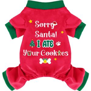 Dog Christmas Pajamas - Soft Velvet Dog Winter Clothes for Small to Large Pets