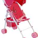 My First Baby Doll Stroller for Toddlers 3 Year Old Girls, Little Kids | Folding Baby Stroller for Dolls, Toy Stroller for Baby Dolls with Bottom Storage Basket, Foldable Frame, Canopy, Seatbelt, 20.5x10x20.5 in