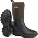 Rubber Boots for Men & Women with Steel Shank, Reliable 6mm Neoprene Waterproof Insulated Rain Boots, Warm Anti-slip High Traction Multi-season Dry Mud Boot for Outdoor Work Hunting, Size 12