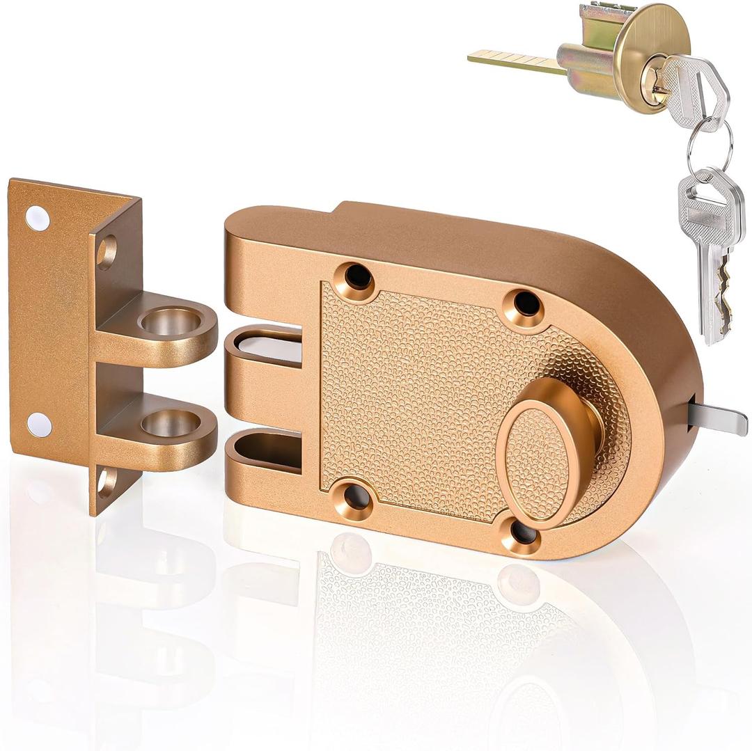 Jimmy Proof Deadbolt Lock - Heavy Duty Single Cylinder Keyed Entry Deadbolt, Anti-Pry & Anti-Kick Security Door Lock for Exterior/Entry/Front Doors, Gold Finish