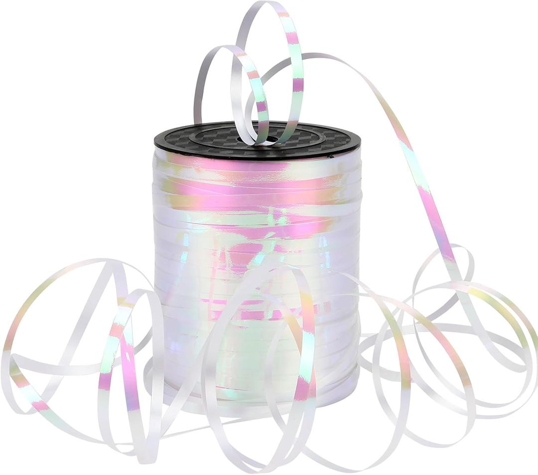 600 Yards Curling Ribbon, Balloon String Roll Ribbon and Bows for Gift Wrapping Birthday Christmas Florist Flowers Arts Crafts Decor(Iridescent White)