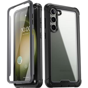 Poetic Guardian Case Compatible with Galaxy S23+ Plus 5G 6.7 inch, Built-in Screen Protector Work with Fingerprint ID, Full Body Hybrid Shockproof Protective Rugged Clear Cover Case, Black/Clear