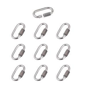 2 x Tueascallk 10 Pcs M4 Stainless Steel Chain and Rope Quick Coupler Links, High Strength and Large Load-Bearing Locking Connector Snaps, 1.65"(L) x 0.9"(w), Link Diameter 0.15"