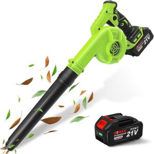 Cordless Leaf Blower with Battery and Charger,Electric Lightweight Battery Powered Leaf Blower for Lawn Care,6 Speed Mode, Handheld,Green