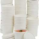 Juvale Sustainable Greetings 50-Pack 12 oz Disposable Soup Containers with Lids - To Go Paper Bowls for Food, Chili Cups, Ice Cream (White, 3.5x3.6 Inch) - Soup Bowls - Ice Cream Containers
