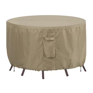 OutdoorLines Outdoor Waterproof Patio Table Furniture Set Covers - Round Couch Sectional Cover Outside Weatherproof Patio Furniture Covering for Deck, Lawn and Backyard 72" Dia x 28" H, Camel