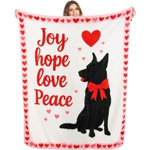 Pink Heart Throw Blanket Soft Fleece Plush Blanket for Couch Sofa Bed, Lover Gifts for Women, Cozy Holiday Winter Blanket, Joy Hope Love Peace, 50" X 60"