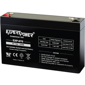 ExpertPower 6Volt 7AH Sealed Lead Acid (SLA) Battery with F1 Terminal EXP670 Replaces Powertron PEA6V65F3 Enduring 3FM7