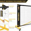 Portable Pickleball Net Set with Wheels, Regulation Size 22 FT & Half Court 11 FT, Steady Metal Frame Pickle Ball Net Set System with Carry Bag for Backyards, Driveways, and Garages
