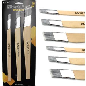 Slant Lining Fitch Paint Brushes,Pack Of 6 Cutting In Paint Brush Angled for Fast Accurate Detail & Control Hobby & Craft 2 Each of 0.5", 0.75", and 1"