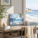 Blue Hydrangea Canvas Wall Art Beach Coastal Wall Decor 24x16in Framed