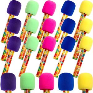 60 Pcs/20 Set Microphone Candy Tubes Plastic Toy Microphone Colorful Fake Prop Rock Star Toy Disco Singer Stage Costume Prop Birthday Party Favors