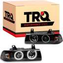 TRQ Performance Driver and Passenger Side Headlight Assembly Set Black Housing Clear Lens Projector Compatible with 94-97 BMW 318i 92-97 BMW 318is 94-95 BMW 325i 92-95 BMW 325is 96-98 BMW 328i