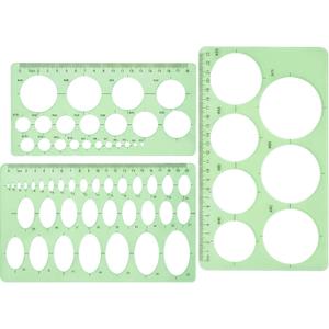 Hestya 3 Pieces Circle Template for Drawing 3 Sizes Circle Stencil Templates for Drafting Round Plastic Geometric Stencil for Office and School Building Formwork Drawings(Clear Green)