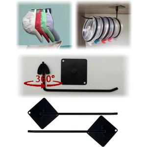 New 6.6-Inch Multifunctional Tumbler Lid Organizer, Cup Lid Holder, Glass Lid Hooks, Rotate at Any Angle, Also Can Be Used as a Hat Rack, Baseball Cap Wall Hanging (Square 2 Pcs)