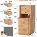 Narrow Nightstand with 4 Drawers, Solid Wood Narrow End Table, Modern Skinny Nightstand with 1 Semi-Open Shelf, Thin Couch Side End Table Night Stand with Drawers