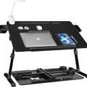 iXTRA Laptop Lap Desk with Cooling Fan - Adjustable Bed Desk with Light, Bed Table with Cup Holder&Phone Holder - Storage Drawer Desk - Folding Bed Desk,Black,70x45cm