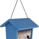 Bird Banquet Recycled Plastic Hopper Bird Feeder with Fresh Seed Tray for Wild Birds and Outdoor Dcor, 2.15 Quart Capacity, Blue