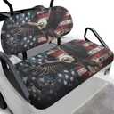 Bulopur Club Car Golf Cart Seat Covers Eagle American Flag Car Seat Cover Towel Blanket for EZGO Txt Club Car and More 2 Person Seats Golf Carts Patriotic Decor
