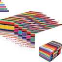 6 Pack Mexican Table Runners 14 x 84 Rainbow Colors Large Boho Mexican Theme Party Decoration for Cinco de Mayo Fiesta Party 6 Serape Table Runner (14 x 84), 14" x 84"-6Pcs