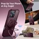 Magnetic Invisible Stand Designed for iPhone 16 Pro Max Case [Military Drop Protection] [Compatible with MagSafe] Shockproof Slim Translucent Matte Case for iPhone 16 Pro Max 6.9" Wine Red